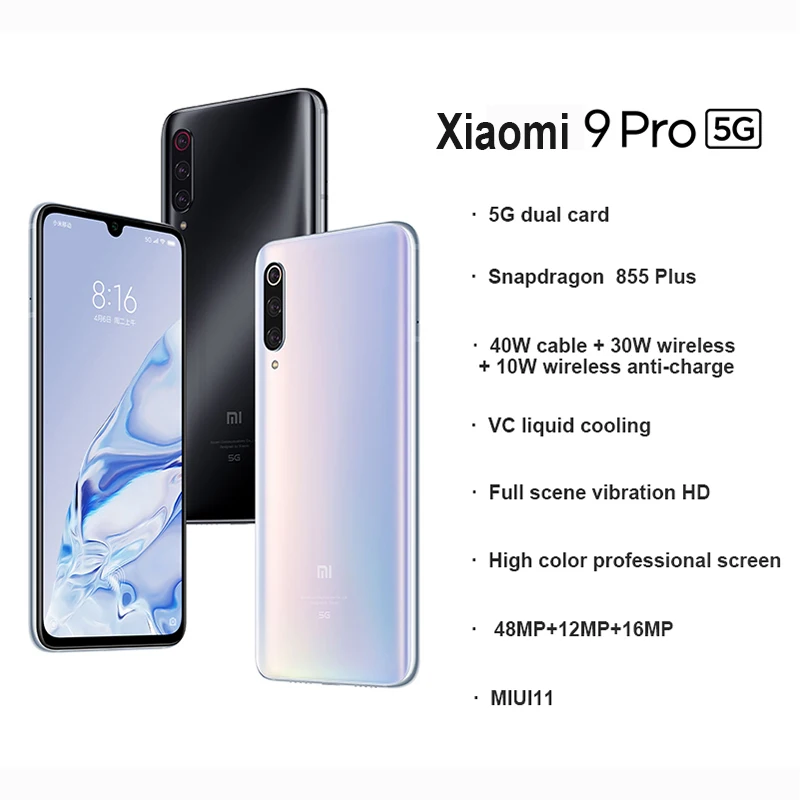 Xiaomi mi 9 pro mi 9 Pro(5G) 8GB 128GB Смартфон Snapdragon 855 Plus 48MP Тройная камера мобильный телефон 4000mAh mi UI 11