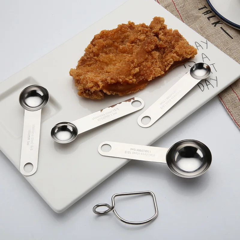 304 Stainless Steel Measuring Spoon Coffee Spoon Milk Powder Spoon Measuring Spoon Seasoning Spoon Four-piece Set Bakery Small T