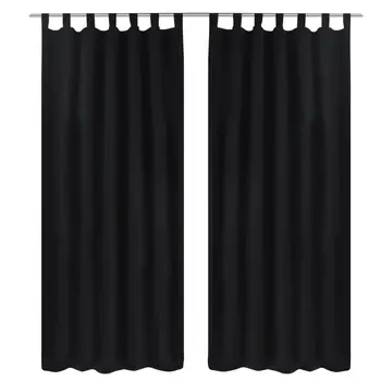 

Curtains curtains satin 2-pieces 140x225 cm Black