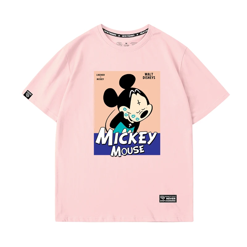 Disney стильный милый Микки Маус мультфильм Письмо печати О-образным вырезом Пуловер с коротким рукавом Футболка Модные женские свободные футболки Топы 5 цветов