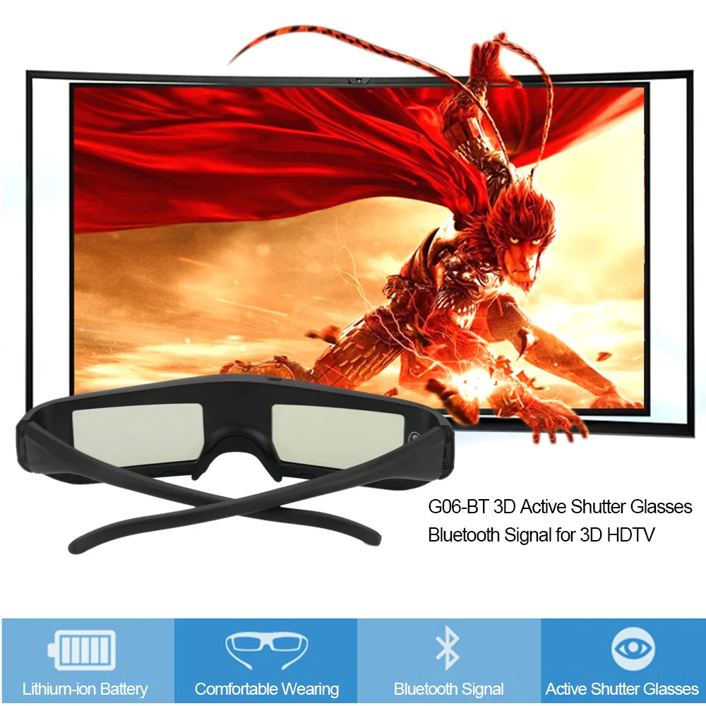 G06-BT 3D очки виртуальной реальности очки активные затвор очки Bluetooth сигнал для Смарт 3D HDTV
