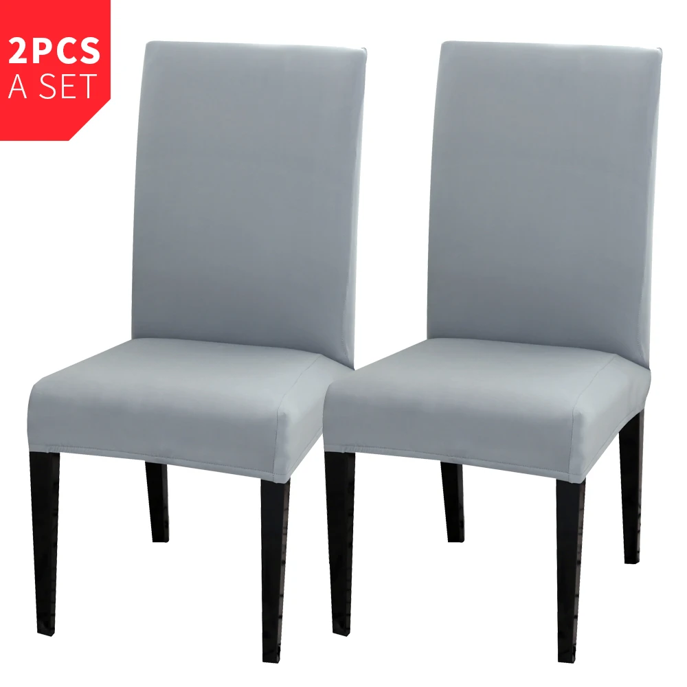 22 Solid Color Chair Cover Spandex Stretch Elastic Slipcovers Chair Covers White For Dining Room Kitchen Wedding Banquet Hotel 2pcs - Цвет: 22