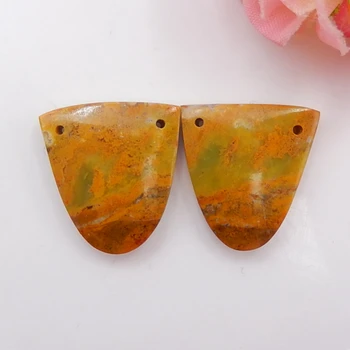 

Hot Sale Yellow Opal Double Hole Earrings Bead, stone for earrings making 21x20x5mm，5.8g