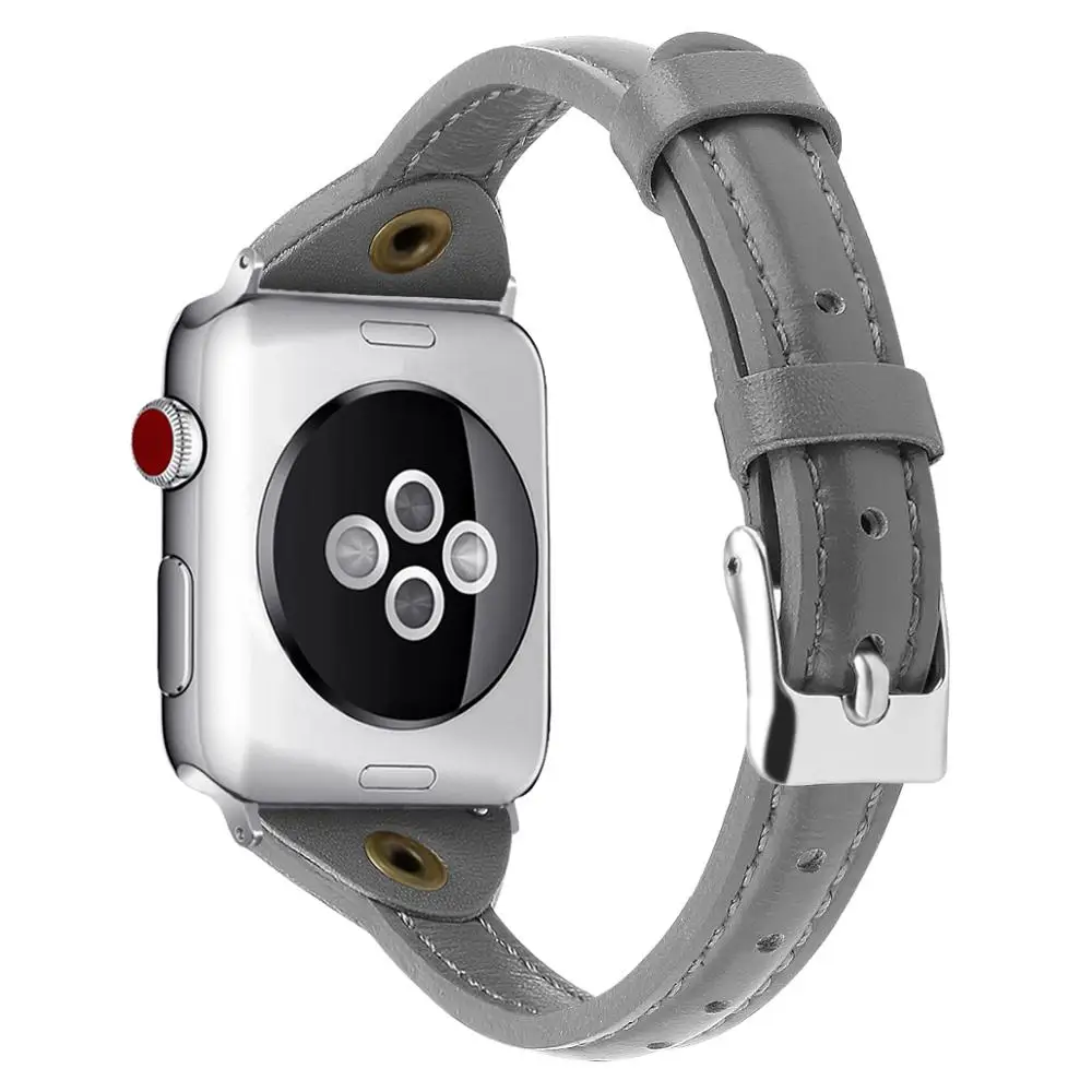 Ремешки для Apple Watch 38 мм 40 мм 4 44 мм кожаный браслет для Apple Watch ремешок 5 4 3 2 1 для iWatch серии 42 мм женские ремешки - Band Color: xiyi-gray