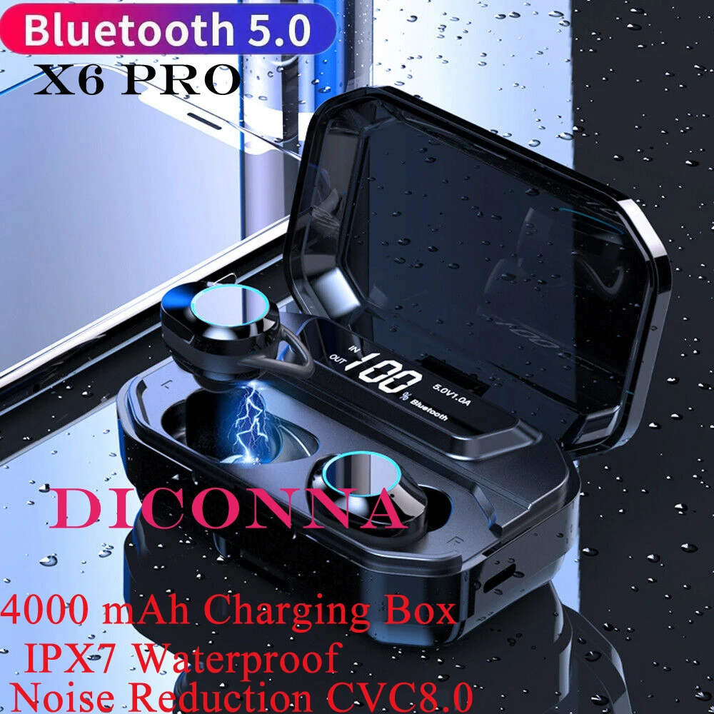 X6 pro/T9/X11 4000 мАч Bluetooth 5,0 гарнитура спортивные наушники бас истинные беспроводные стерео наушники IPX7 Hands-Free светодиодный мини-наушники