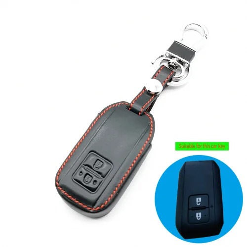 Классический стиль кожаный чехол для ключа автомобиля чехол для Suzuki Swift Авто 2 кнопки дистанционного ключа кожи чехол держатель - Название цвета: black