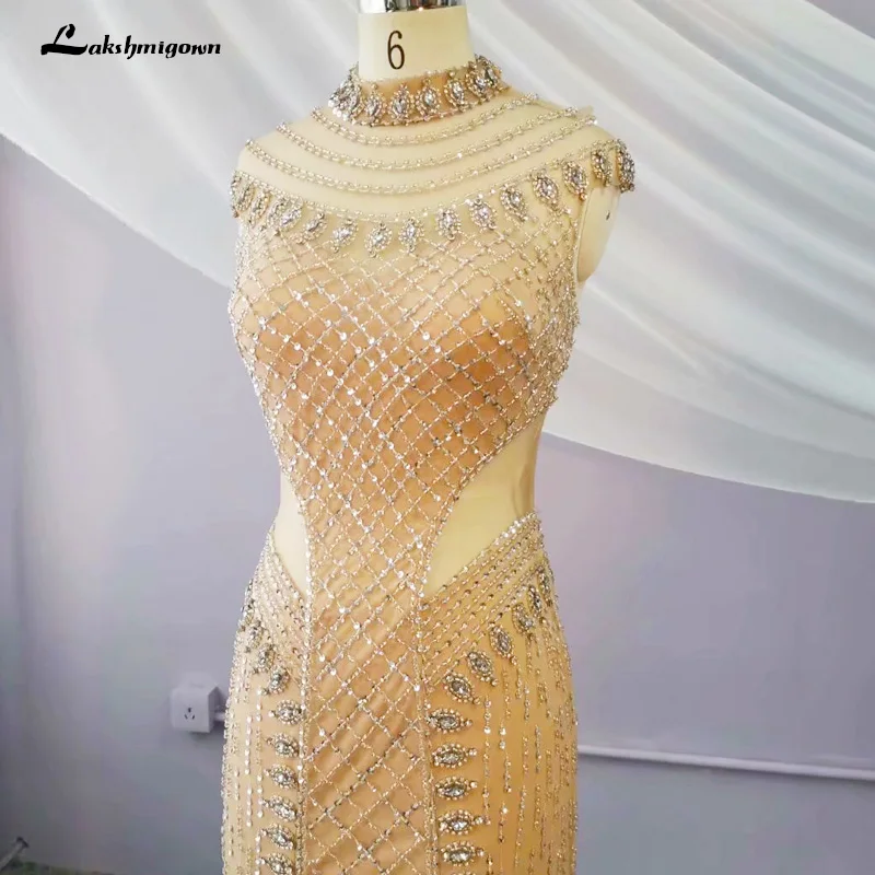 Lakshmigown, роскошные ювелирные изделия из чистого со стразами Вечерние платья короткий рукав вечерние платья из атласа с Вечеринка платье