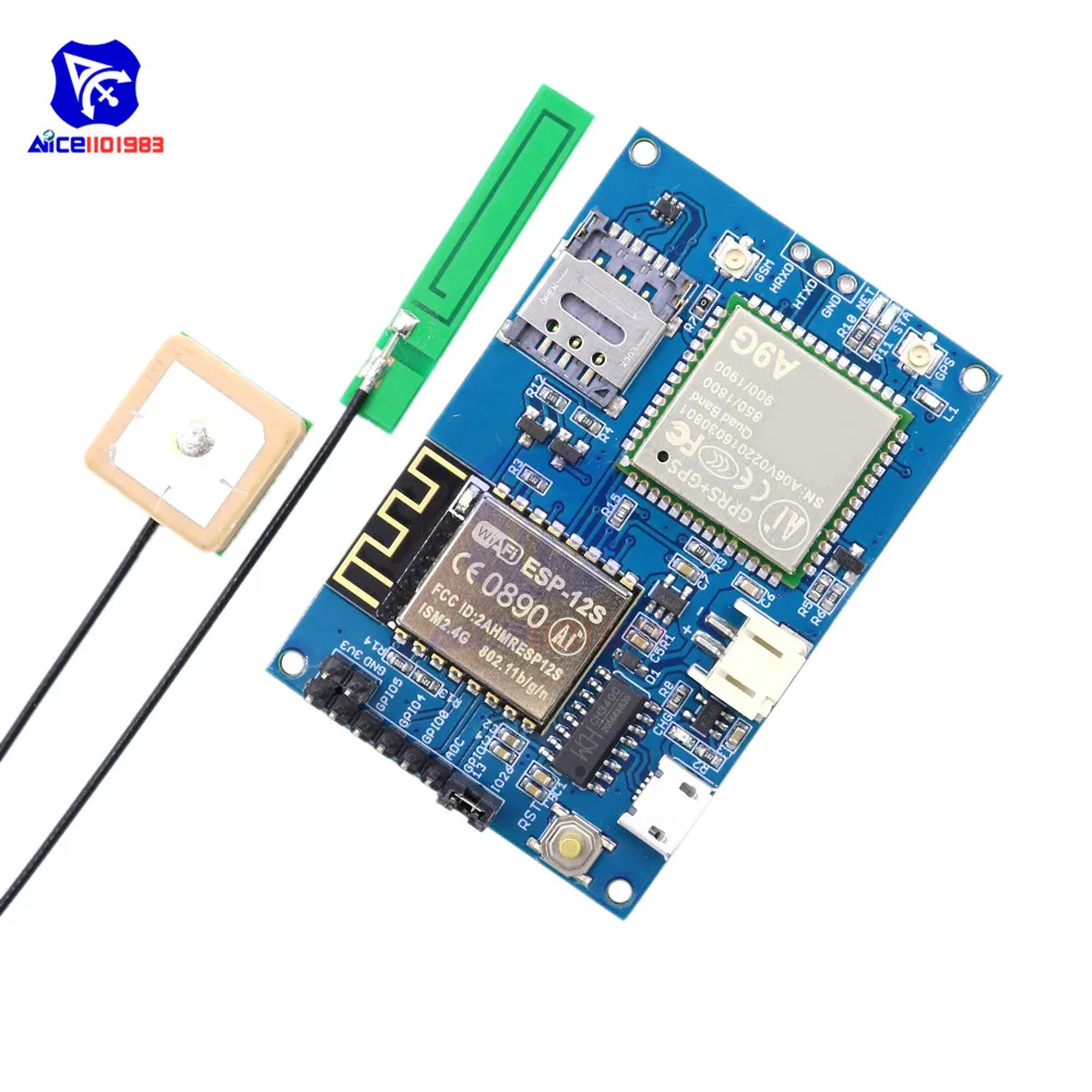 Diymore ESP8266 ESP-12S CH340 A9G GSM GPRS+ gps IOT Node V1.0 модуль сотовой связи макетная плата двойной IPEX антенна для Arduino