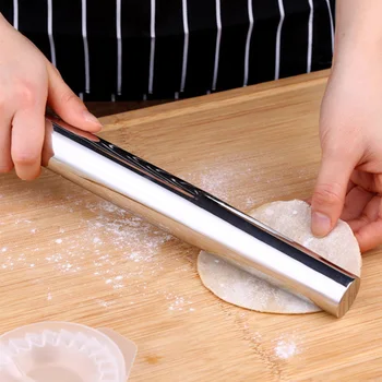 

Stainless Steel Rolling Pin Fondant Cake Convenient for Baking Biscuit Dough Embossing Roller Kitchen Baking Tool