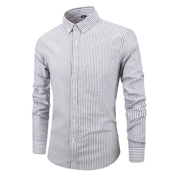

Men's High Quality 100% Cotton Striped Oxford Spin Shirt Men's Long Sleeve Shirt Men's Casual Shirt Clothing Real shot
