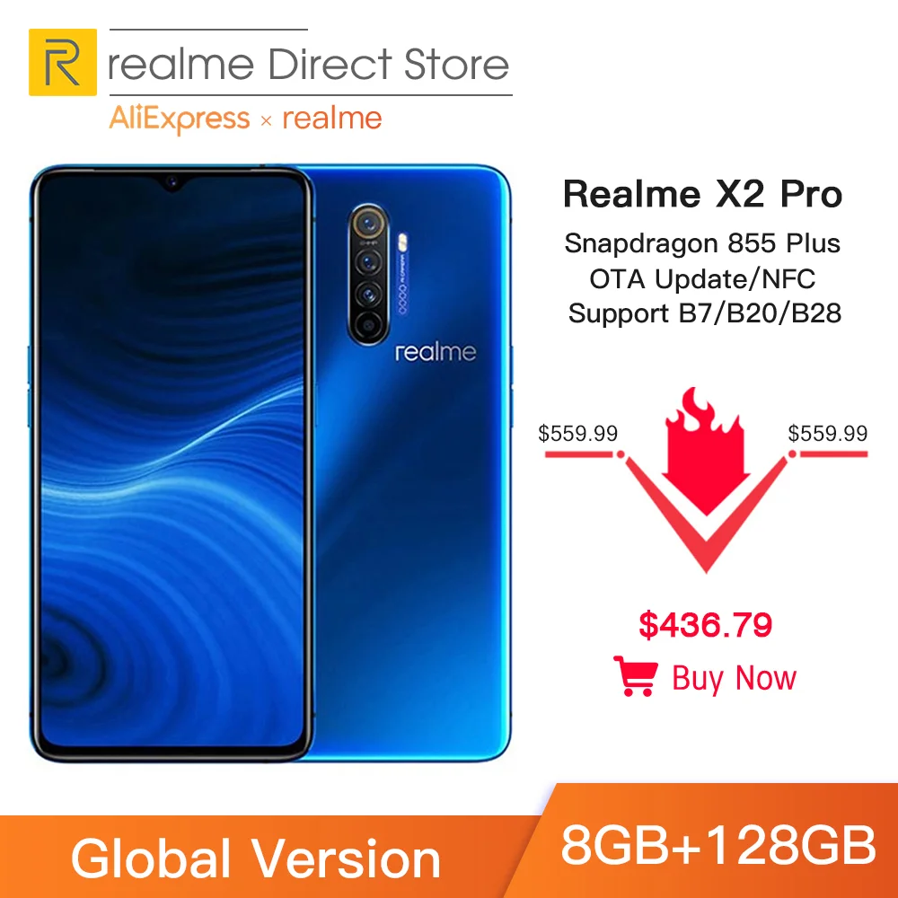  Global Version realme X2 Pro 8GB RAM 128GB ROM Mobile Phone Snapdragon 855 Plus 64MP Quad Camera NF - 4000262749144