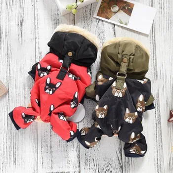 Winter Puppy Dog Coats Cute Dog Printed Warm Fleece Padded Pet Clothes Apparel For Chihuahua Poodles French Bulldog Small Dog 2
