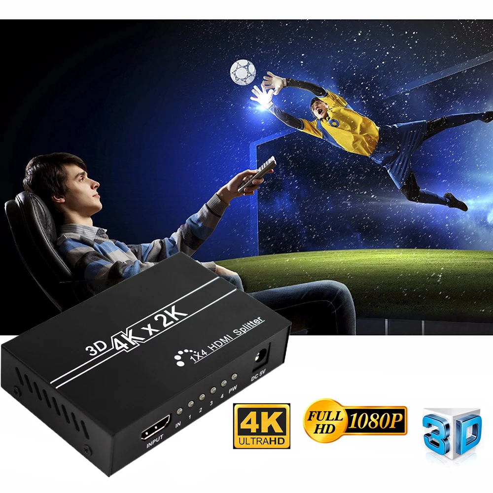 Wiistar 4K HDMI сплиттер 1080p видео HDMI коммутатор 1X2 1X4 двойной дисплей для HDTV DVD PS3 Xbox