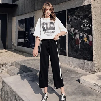 

Ladies Playsuit Loose Color Matching Wide Leg High Waist Drape Straight Leg Pants Women Clothes Kombinezony For Women