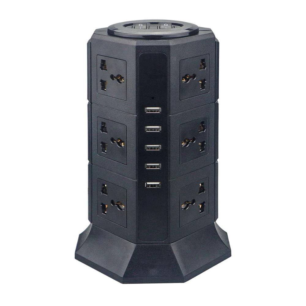 12 Outlets Вертикальная USB лента питания 8/12 EU/UK/US/AU, универсальные розетки с usb-зарядным устройством, защита от перенапряжения 6,6 фута/2 м, удлинитель - Цвет: 12 Outlets