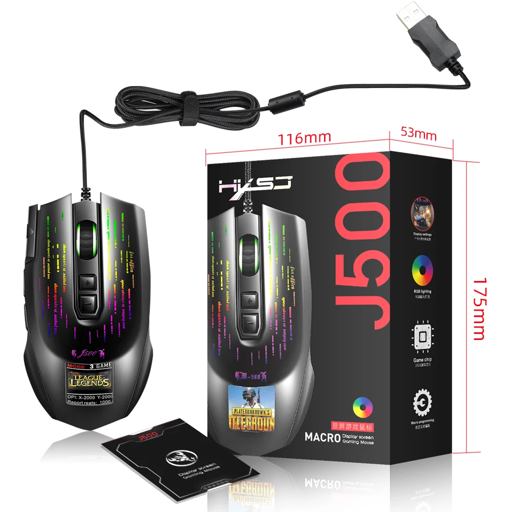 silent wireless mouse J500 Gaming Mouse USB 10000 DPI PMW3325 USB RGB Wired Mouse Gamer 9 Buttons Programmable Mice For Computer PC Can Photo Setting best wired gaming mouse Mice