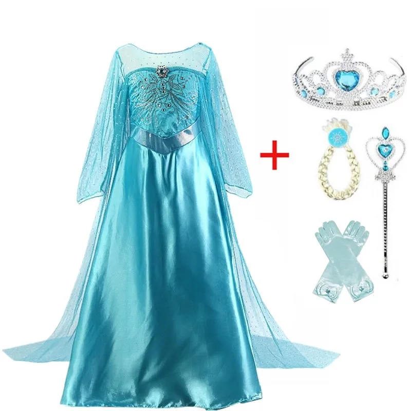 Cosplay Queen Elsa Dresses Elsa Elza Costumes Princess Anna Dress for Girls Party Vestidos Fantasia Kids Girls Clothing Elsa Set