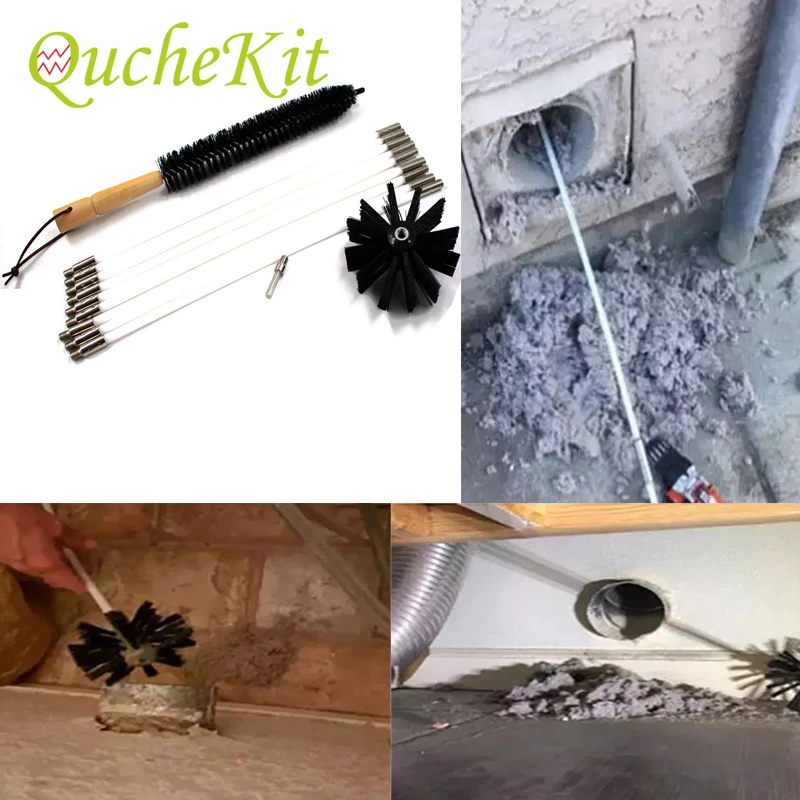 Efficient Dryer Vent Brush Pipe Cleaning Brushes Duct Cleaning Kit Lint Remover Synthetic Brush