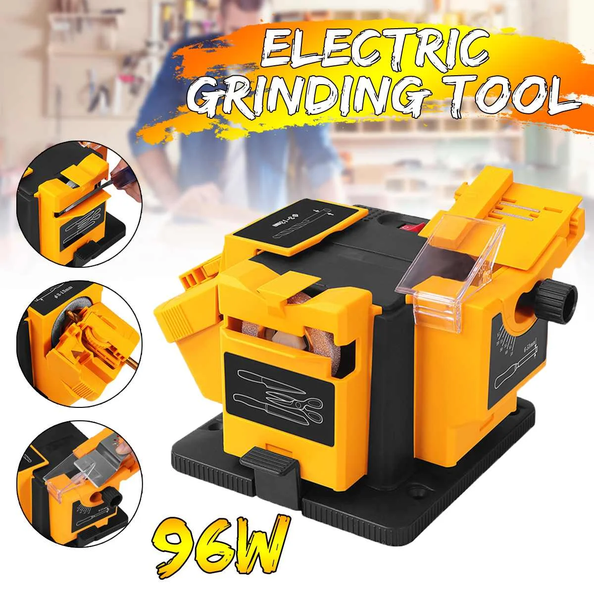 

96W 3in1 Multifunction Electric Knife Sharpener Drill Sharpening Machine Knife & Scissor Sharpener Household Grinding Tools