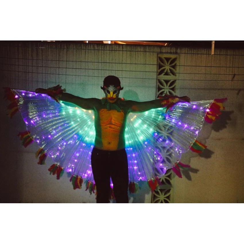 Профессиональные светодиодные крылья для живота с регулируемыми палочками