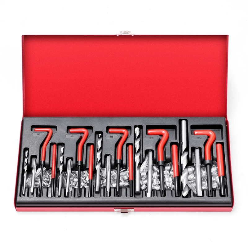 131 Pcs Metric Thread Repair Tool Drill Helicoil Kit for Repairing M5 M6 M8 M10 M12 Internal Screw Holes |