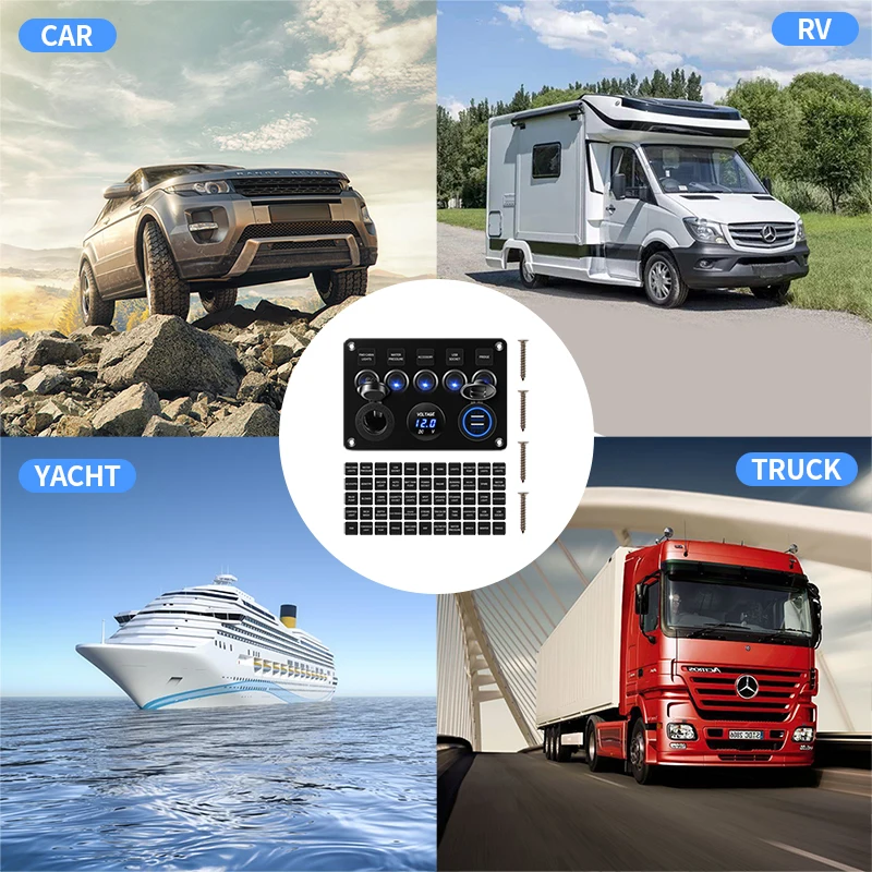 Автомобиль Лодка 5 кулисный переключатель Панель Водонепроницаемый USB вольтметр