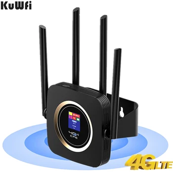 

KuWFi 4G LTE Router With Built-in 3000mAh Battery High speed Mobile Wifi Hotspot 300Mbps Easy to Use For Travel or Drive
