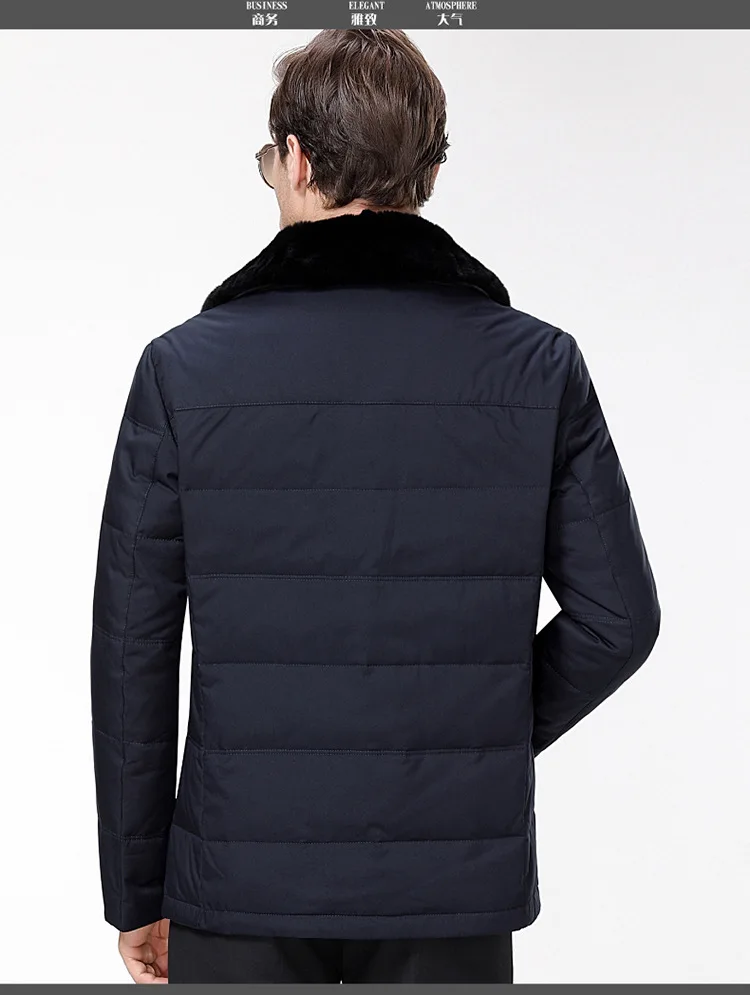 Winter New Style down Jacket Men'S Wear Middle-aged down Feather Thick Warm Men's Fox Fur down Jacket