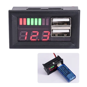 

12V Motorcycle Plug Digital Display Professional Car Voltmeter Voltage Battery Panel Led Energy Saving Dual USB Phone Charge