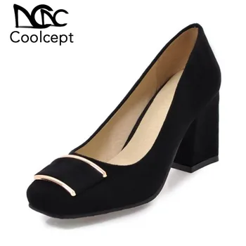 

Coolcept 5 Color Office Work Women Pumps Square Heels Retro Bowtie Shallow High Heel Shoes Women Daily Party Shoe Size 32-43