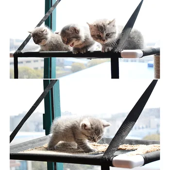 

Double Cat Hammock Bed Basking Window Mounted Bed Sofa Mat Lounger Perch Cushion Hanging Shelf Seat with Suction Cup for Cats