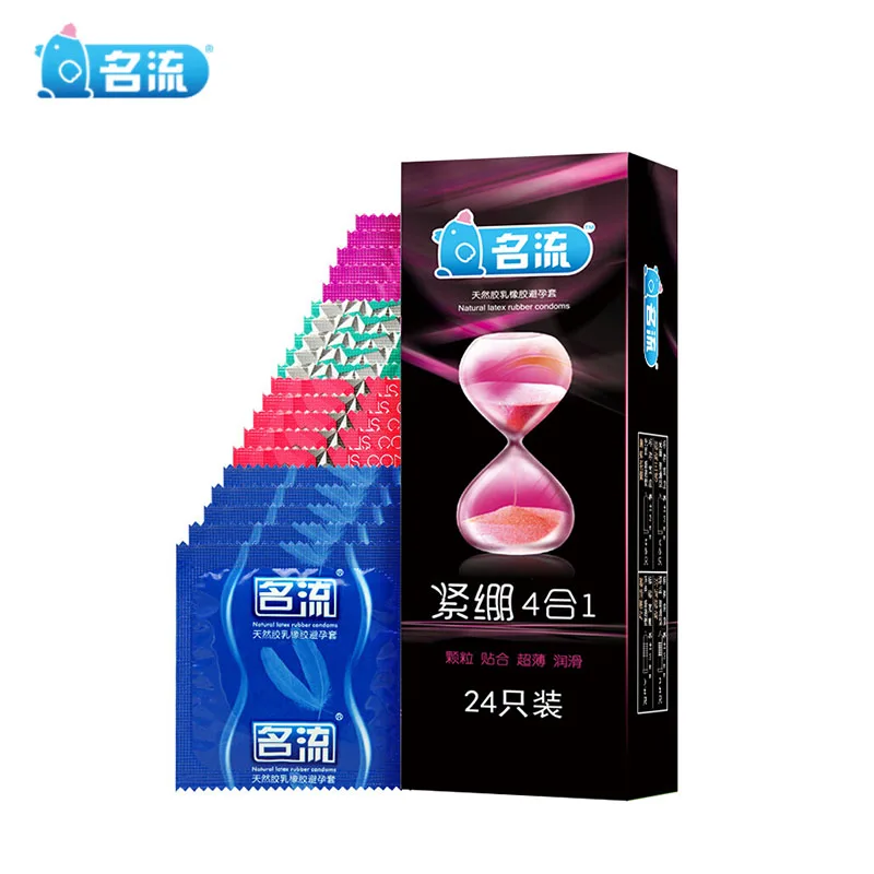 

MingLiu Spot Condom 24 Pcs 4 Types Spiral Small Size Silicone Condoms For Oral Sex Dots Cock Ring Lntimacy For Men Sexual Toys