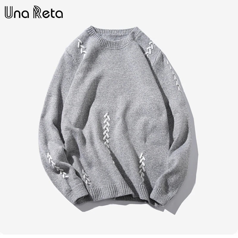 

Una Reta Men Sweater New Autumn Winter Hand Threading Casual Pullover Men's Sweater Pull Homme Plus Size Sweater Men