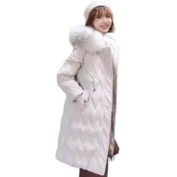 2019 Новая женская зимняя куртка в Корейском стиле с капюшоном с меховым воротником Женское зимнее пальто Свободное негабаритное женское