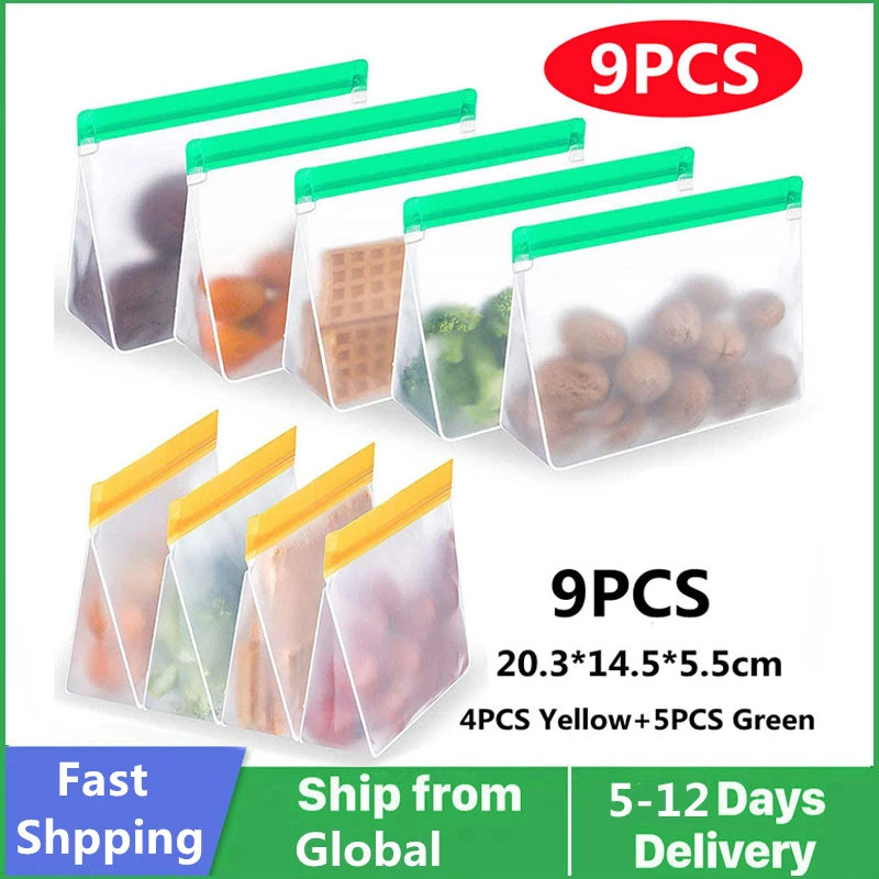 Reusable Peva Food Bag Freezer Stand Up Food Storage Bag Silicone Bag