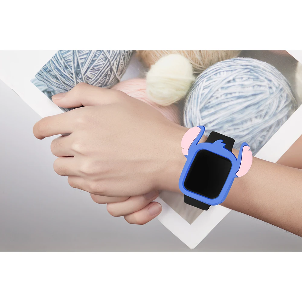 Мультяшный чехол для apple watch, чехол серии 5 4, защитный чехол для iWatch 40 мм 44 мм, силиконовый чехол для стежка