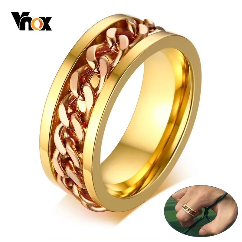 Мужское обручальное кольцо Vnox 8 мм с цепью из нержавеющей стали|Кольца| |