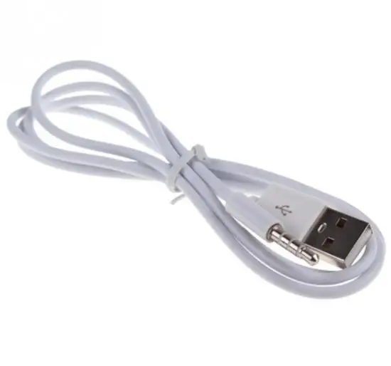 500 шт. белый 1 м USB 2,0 штекер 3,5 мм аудио AUX штекер автомобильный кабель Jack зарядное устройство кабель провод шнур