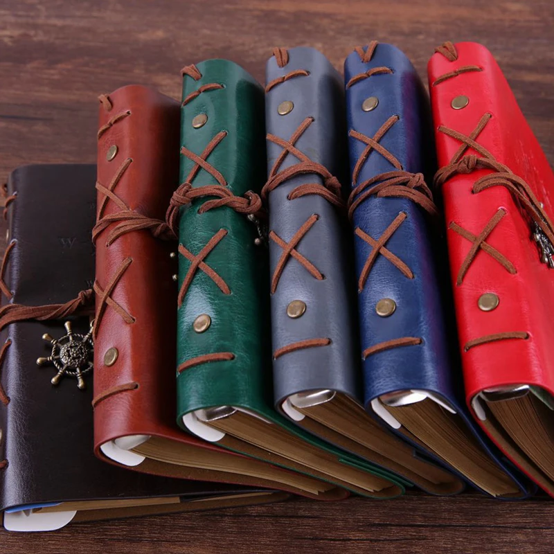 

Retro Spiral Notebook Diary Notepad Vintage Pirate Anchors PU Leather Note Book Replaceable Stationery Gift Traveler Journal