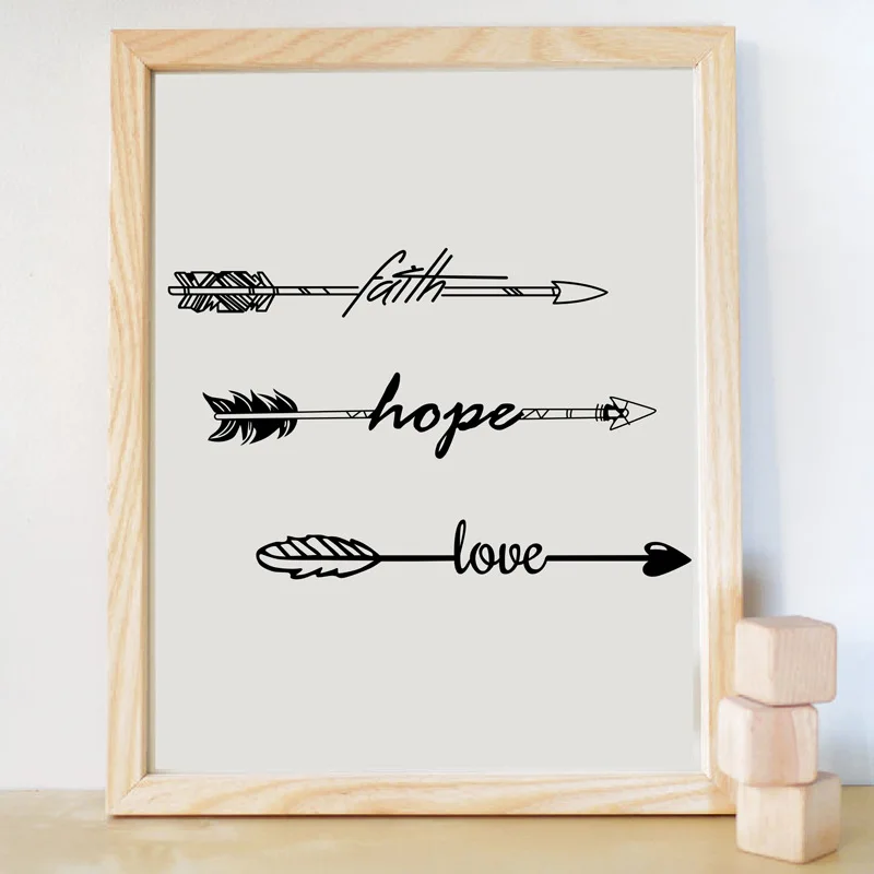 

AliExpress Hot Sales Scandinavian Minimalist Faith Hope Love Poster Art Painting Core Bedroom Living Room Home Decorative Painti