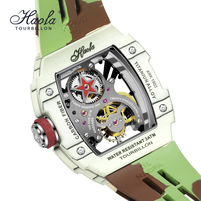 Haofa Luxury Flying Tourbillon Watch for Men Sapphire Skeleton