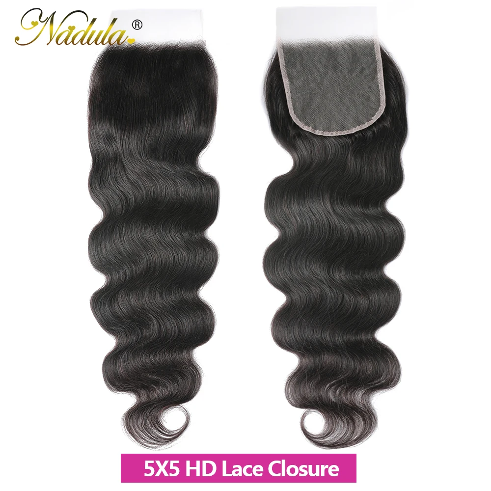 Nadula Hair 5x5 HD Lace Closure Middle Part /Free Part Malaysian Body Wave Closure 10-20INCH Swiss Lace 100% Human Hair
