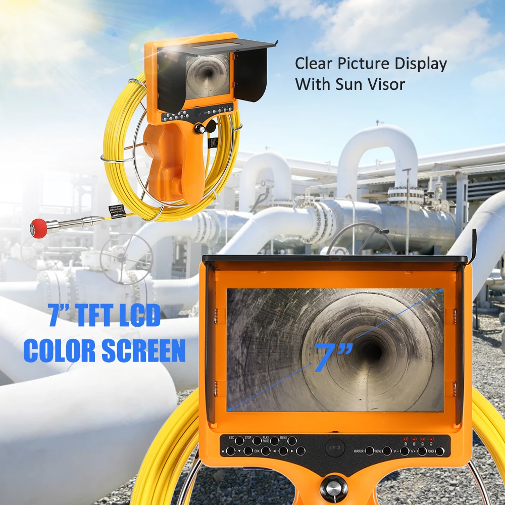 US $360.60 Drain Pipe Sewer Inspection Camera with DVR Function Distance Counter Industrial Endoscope Inspection Snake Video Camera System