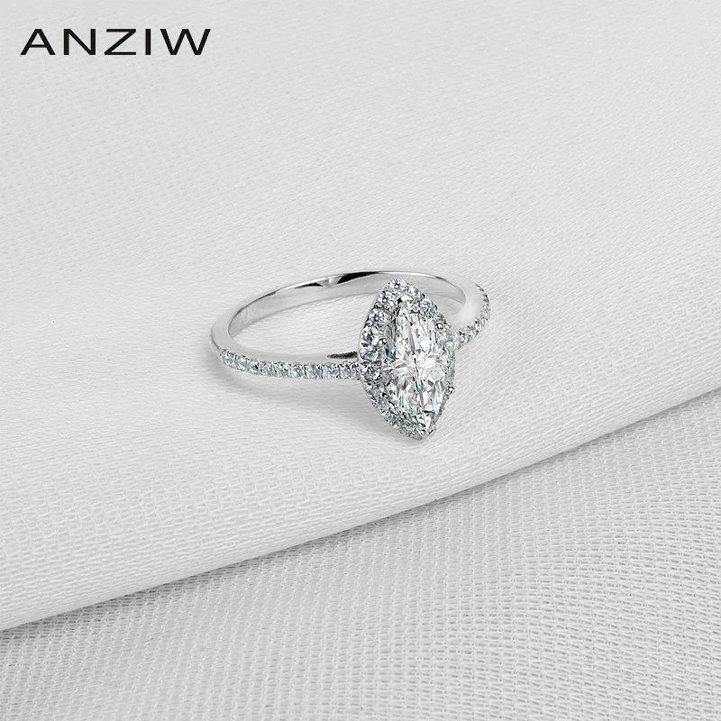 1 карат Marquise Shaped Halo Кольцо из стерлингового серебра 925 пробы SONA кольца для женщин
