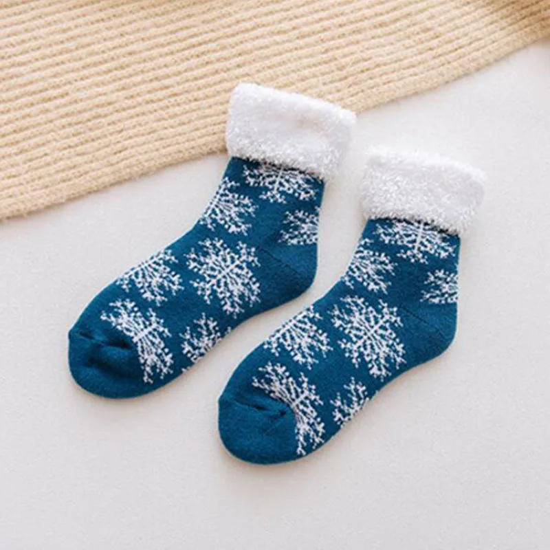 Happy Winter/теплые носки-тапочки для женщин и мужчин; удобные забавные плюшевые носки с подкладкой; модные носки для рождественских подарков