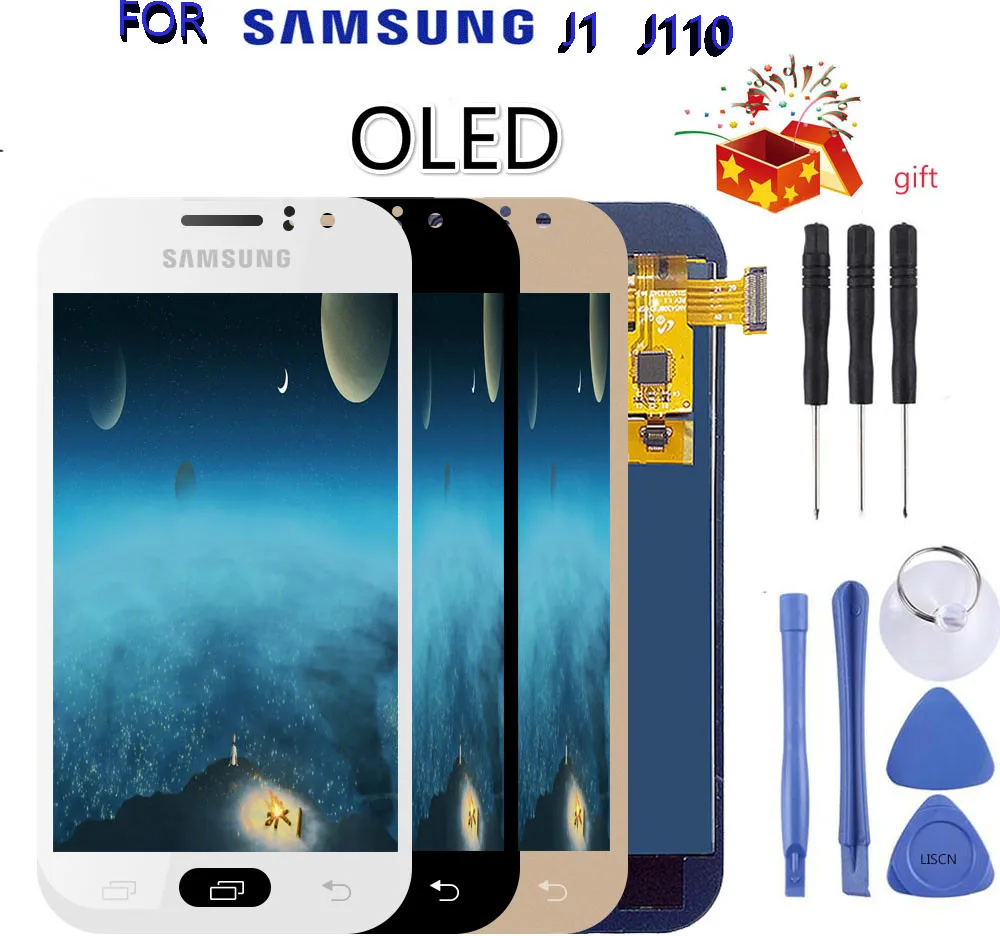 Протестированный рабочий ЖК-дисплей для samsung Galaxy J1 J110 SM-J110F ЖК-дисплей сенсорный дигитайзер Контроль яркости OLED