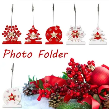 

Christmas Wooden Business Card Holder Note Clip Wooden Holder Paper Metal Supplies Business Clips Office&school Card Gift M J6S9