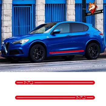 

2PCS Customized Stickers Sport Styling Vinyl Decal Door Side Skirt Strip Car Body For Alfa Romeo Stelvio Giulia 4C Giulietta