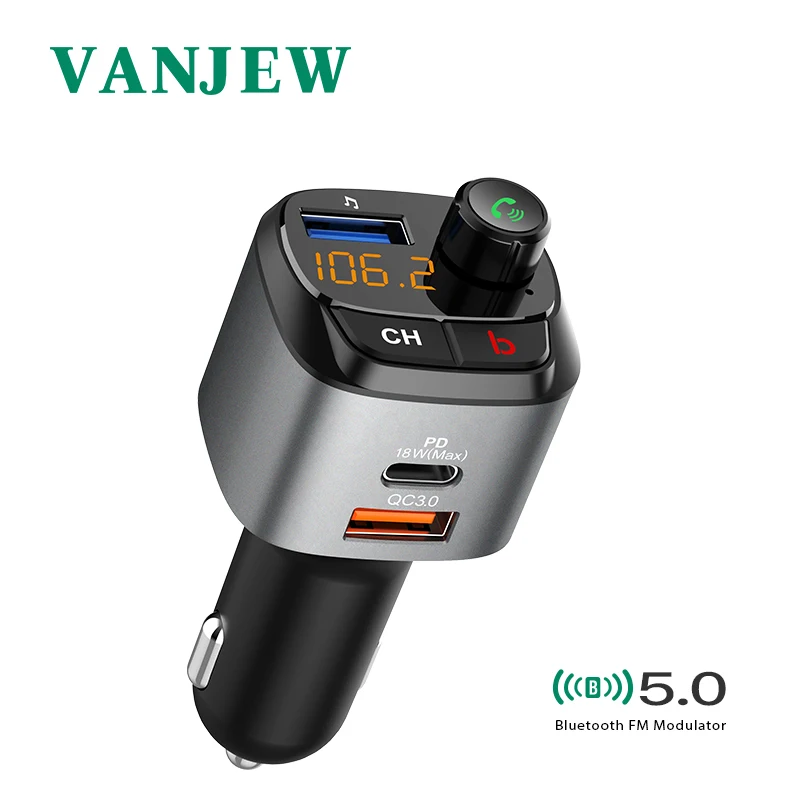 Автомобильный FM передатчик VANJEW C68 Bluetooth 5 0 комплект для автомобиля Hands Free Call Three USB