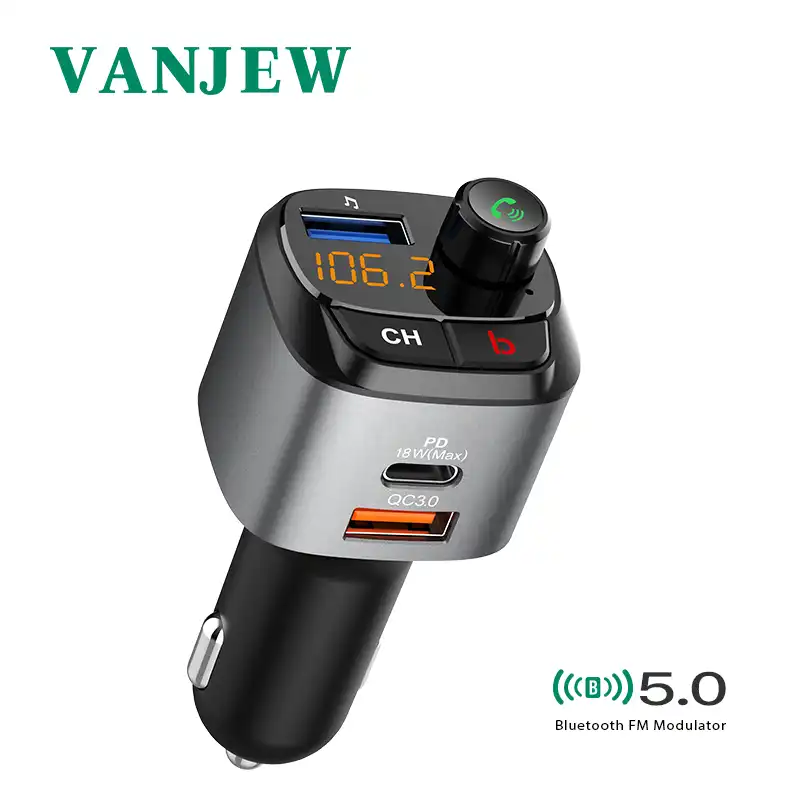 Vanjew C68 車の Fm トランスミッター Bluetooth 5 0 カーキットハンズフリー通話 3 Usb 充電 Fm 変調器 Mp3 プレーヤーダブル急速充電 Fm Transmitters Aliexpress